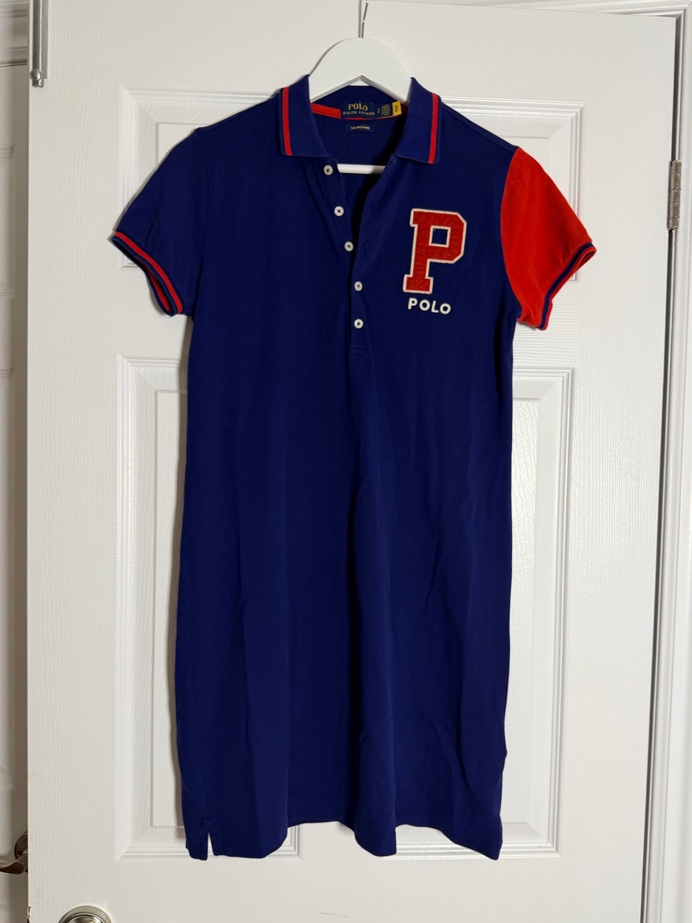 Polo Ralph Lauren The Mesh Mini Polo Dress Blue Red Logo Size S